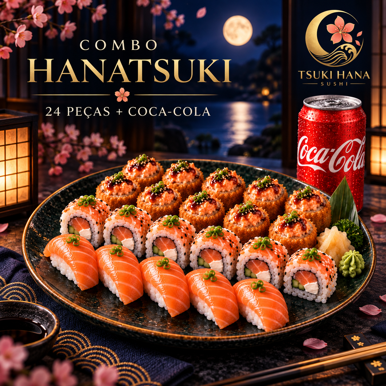 Combo Hanatsuki — 24 Peças + Coca-Cola